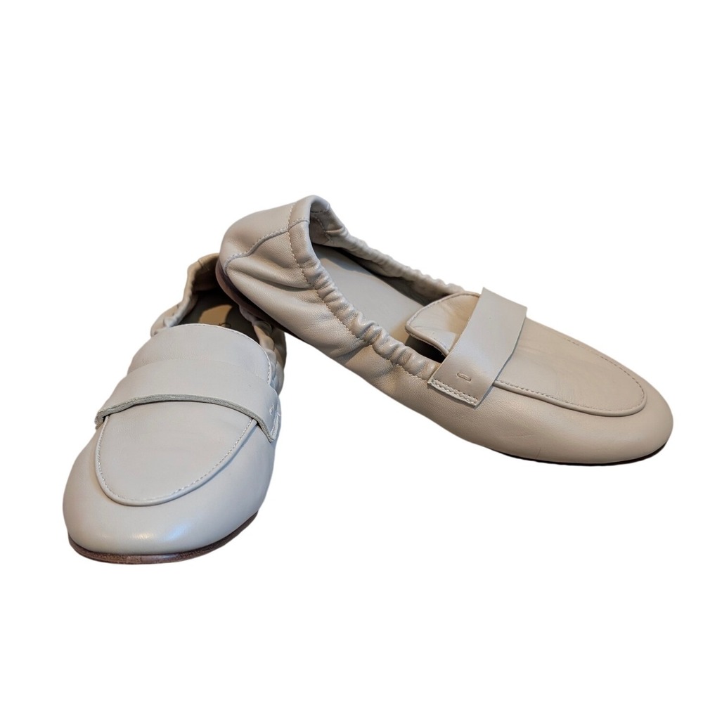 Quince Italian Leather Soft Loafer Cream Leather Elastic Heel Flats Size 7 - Picture 6 of 12